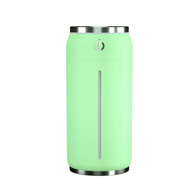 Black mini USB car humidifier shaped like a soda can, with a silver top and power button, and a white water level indicator. - Image 17