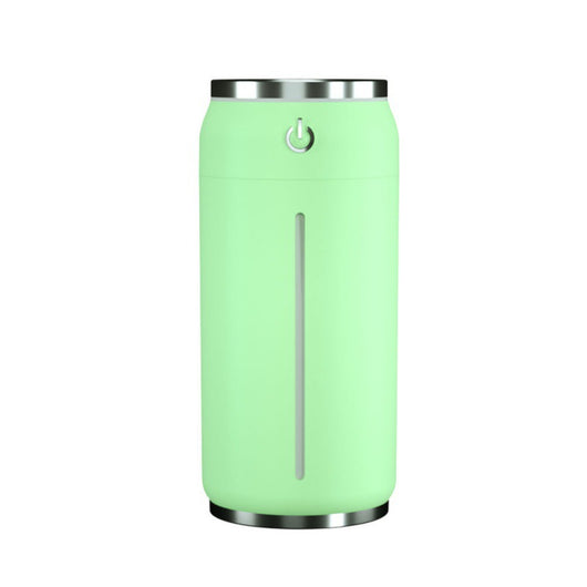 Black mini USB car humidifier shaped like a soda can, with a silver top and power button, and a white water level indicator. - Image 17