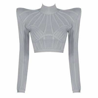 Blusa Jacquard Manga Larga con Cintura Ajustada - Image 9