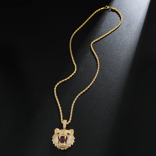 Collar Colgante Cabeza de Lobo Hip Hop Diamantes Lujo - Image 8