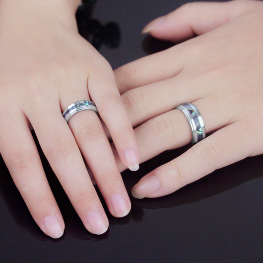 Anillos de Pareja con Incrustación de Tungsteno - Diseño Minimalista y Romántico - Image 4