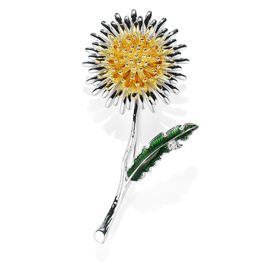 Broche Flor de Diente de León en Cobre y Circón - Image 7