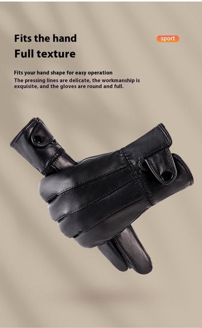 Guantes de Cuero Genuino Unisex con Forro Polar para Otoño e Invierno - Image 10