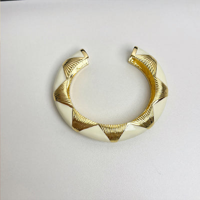 Pulsera Ovalada Retro Francesa Esmaltada Negro Oro con Técnica de Óleo Artístico - Image 11