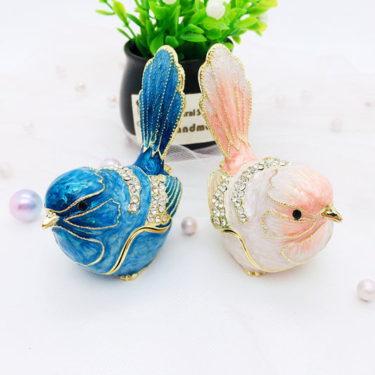 Joyero de Esmalte Decorativo - Caja Metálica Jaula de Pájaro