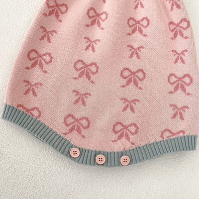 Cardigan Romper de Punto con Cuello Concha y Moño - Manga Larga - Image 10