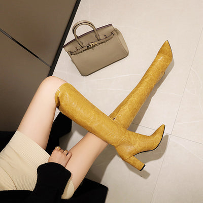 Botas Altas de Tacón Grueso con Punta Afilada - Estilo Europeo - Image 9