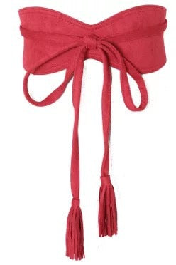 Cinturón Ancho Decorativo Adelgazante con Borlas - Cintura Moldeable Multiuso