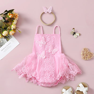 Vestido Princesa Niña con Encaje de Mariposas y Diadema - Image 9