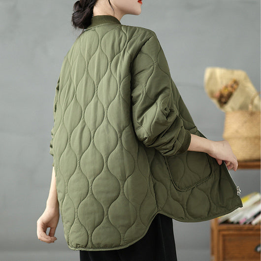 Abrigo de Algodón Casual Cuello Redondo Talla Grande - Image 12