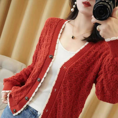 Cardigan Calado Tejido para Mujer Manga Larga - Image 7