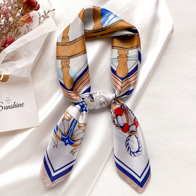 Pañuelo de Seda Cuadrado a Rayas - Accesorio de Moda Versátil - Image 7