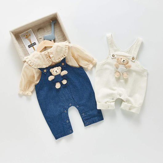 Pantalones de Bebé Unisex con Tirantes y Mangas Largas en Denim - Image 6