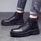 Zapatos Casuales Plover Otoño Invierno Punta Redonda Cuero Negro con Detalles
