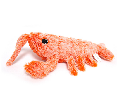 Pink plush shrimp pet toy with black eyes, designed for cats, on a white background. "Random color" text. - Image 7