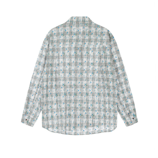 Camisa Suelta Estampado Floral y Cuadros para Hombre - Image 2
