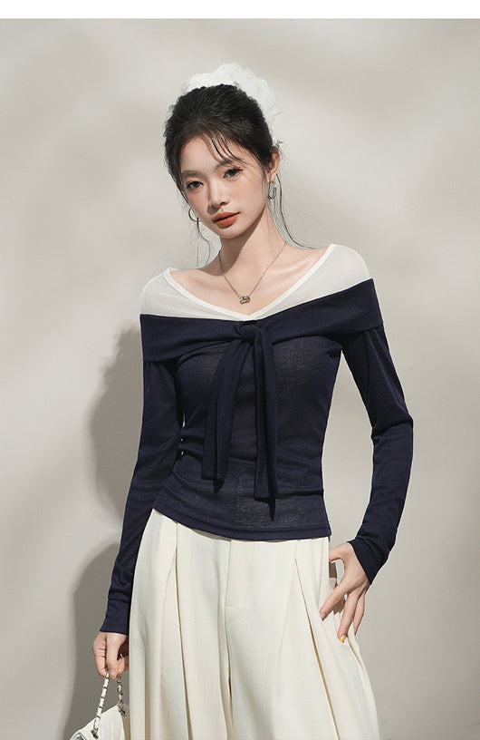 Camiseta Manga Larga Ajustada con Costuras Decorativas para Mujer - Image 9