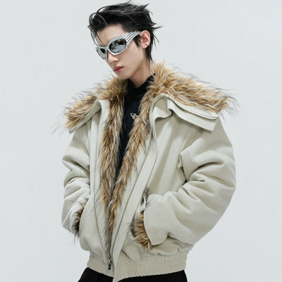 Chaqueta de Lana con Forro Polar Gruesa para Hombre - Cuello Solapa Grande