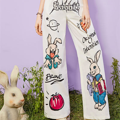 Pantalones Anchos de Cintura Alta con Estampado - Casual y Versátil - Image 12