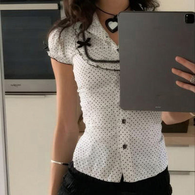 Blusa Estilo Francés con Moño y Lunares - Image 11