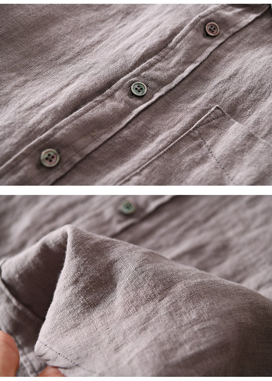 Camisa Casual de Manga Larga en Algodón y Lino para Hombre - Image 19