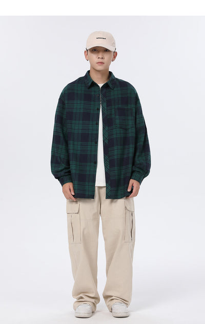 Camisa Casual Retro Cuadros para Hombre - Corte Holgado Primavera Otoño - Image 15