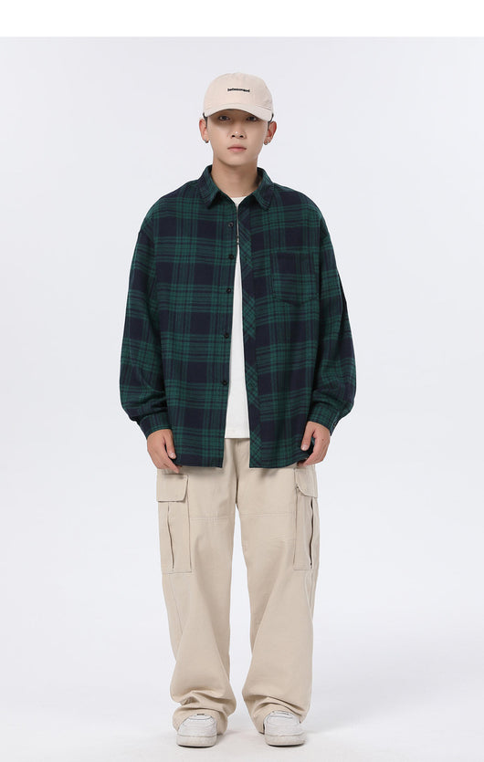 Camisa Casual Retro Cuadros para Hombre - Corte Holgado Primavera Otoño - Image 15