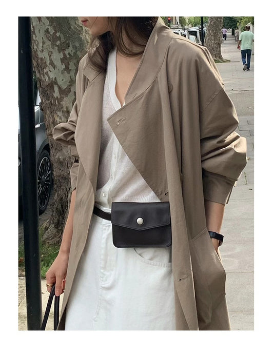 Abrigo Trench Largo Elegante con Cuello de Pie y Corte Slim - Image 33