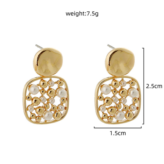 Aretes de Perla con Corte Cuadrado - Image 7
