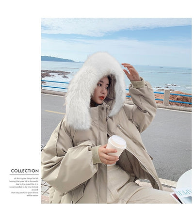 Chaqueta de Algodón para Mujer con Cuello de Pelaje y Capucha - Image 12
