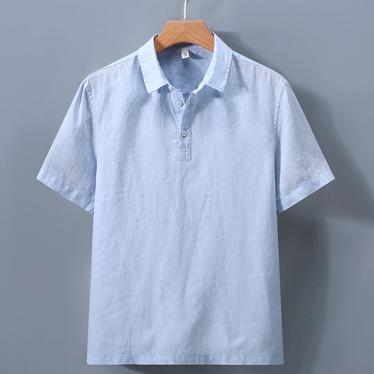 Camisa de Lino Puro para Hombre con Cuello Italiano - Image 8