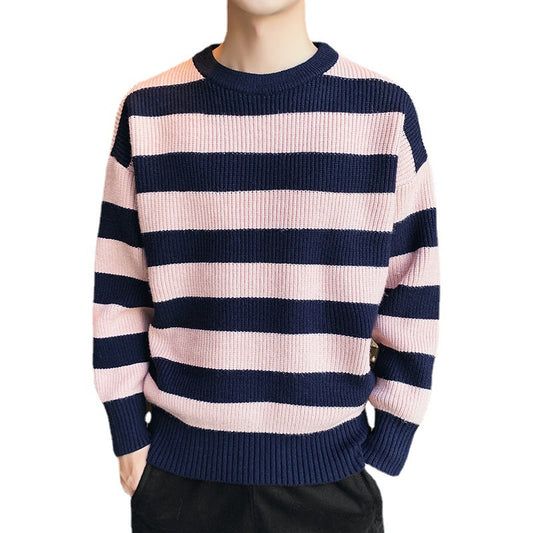 Suéter Grueso para Hombre Tejido Base Cuello Redondo Otoño Invierno
