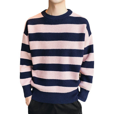 Suéter Grueso para Hombre Tejido Base Cuello Redondo Otoño Invierno
