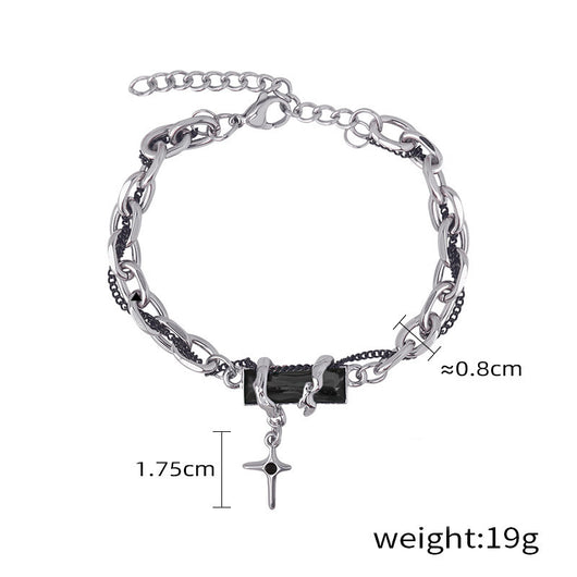Pulsera de Diamante Negro con Estrella Bordada para Hombre - Image 8