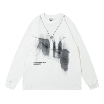 Camiseta Manga Larga Hombre Figura Abstracta Depresiva con Collar Metal Street Fashion - Image 21