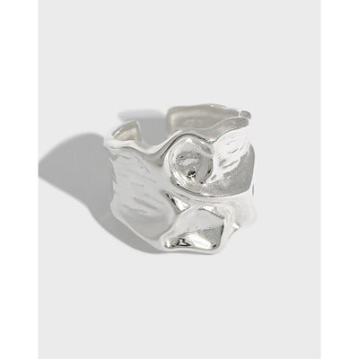 Anillo de Plata Esterlina 925 con Textura Arrugada para Mujer - Image 2