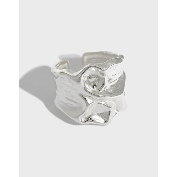 Anillo de Plata Esterlina 925 con Textura Arrugada para Mujer