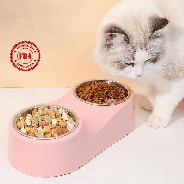 Comedero Separado para Gatos en Acero Inoxidable