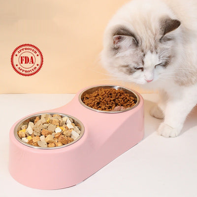 Comedero Separado para Gatos en Acero Inoxidable