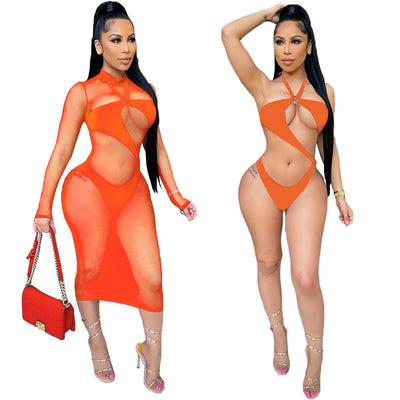 Traje de Baño Dos Piezas Elegante con Tul Transparente - Image 8