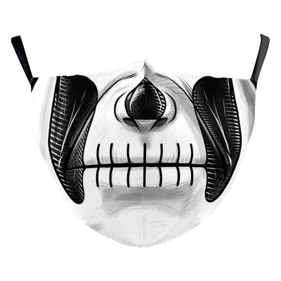 Red textured Halloween face mask with a grotesque skin design, prominent nose, and open mouth, featuring black ear loops. - Image 5