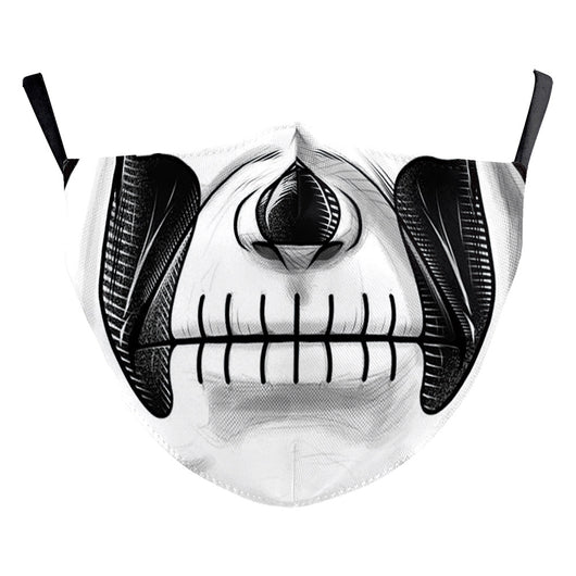 Red textured Halloween face mask with a grotesque skin design, prominent nose, and open mouth, featuring black ear loops. - Image 5