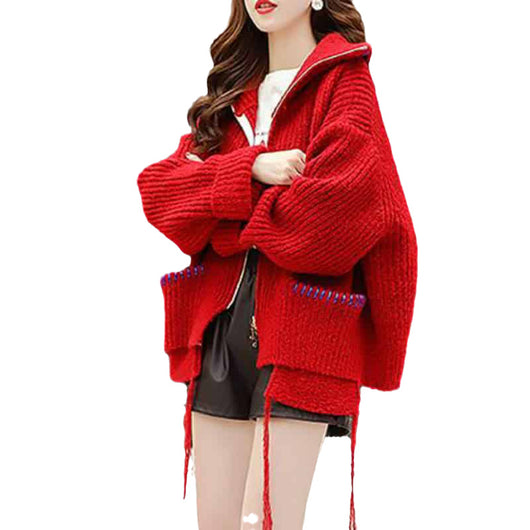 Chaqueta Suelta Rojo Año Nuevo Chino - Estilo Desenfadado Otoño Invierno - Image 5