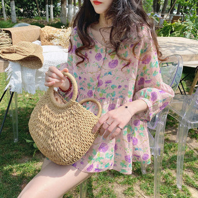 Blusa Vintage Cuello Muñeca Manga Abullonada - Modelo Holgado Verano - Image 10