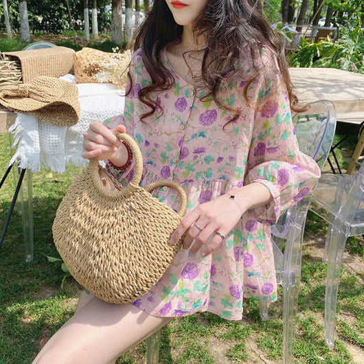 Blusa Vintage Cuello Muñeca Manga Abullonada - Modelo Holgado Verano - Image 10