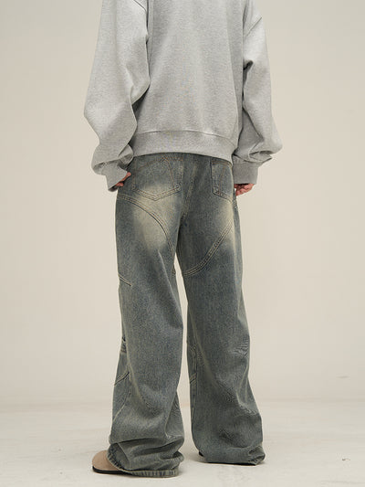 Jeans Rectos Hombre Diseño Deconstruido Niche - Image 3
