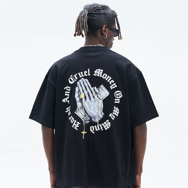 Camiseta Hombre Estampada Suelta Manga Corta