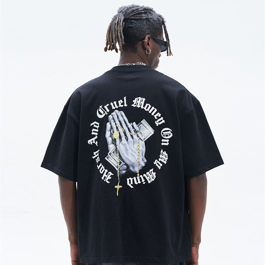 Camiseta Hombre Estampada Suelta Manga Corta
