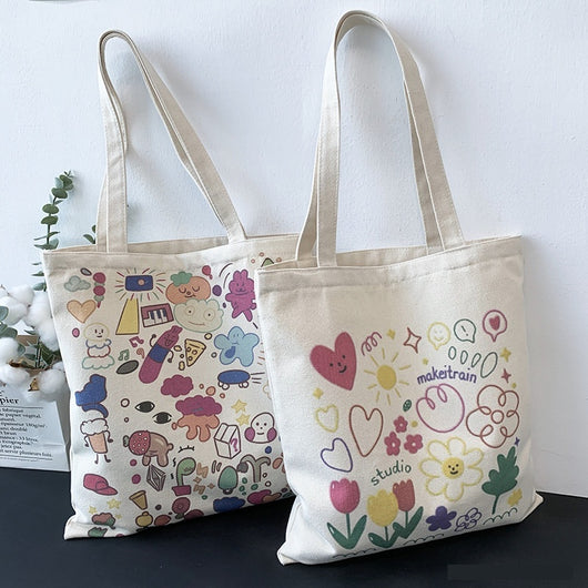Bolsa de Lona Grande con Estampados Adorables - Capacidad Máxima - Image 28