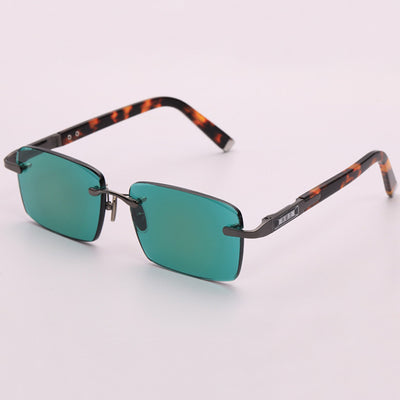 Gafas de Sol Verde Oscuro sin Marco con Detalles Elegantes - Image 6
